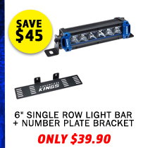 6 Single Row Light Bar + Number Plate Bracket