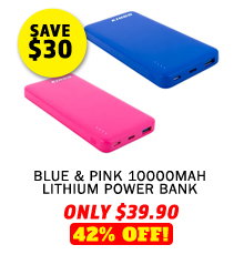 Blue 10000mAh Lithium Power Bank + Pink 10000mAh Lithium Power Bank