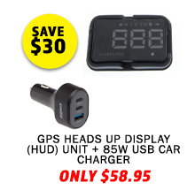 GPS Heads Up Display (HUD) Unit + 85W USB Car Charger