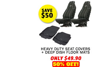 Heavy Duty Seat Covers (Pair) + Deep Dish Floor Mats (4 Pack)