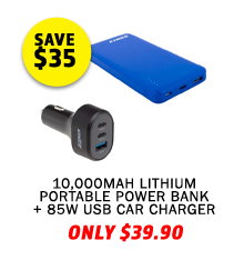 10000mAh Lithium Portable Power Bank + 85W USB Car Charger