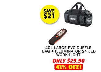 40L Large PVC Duffle Bag + Illuminator 24 LED Work Light