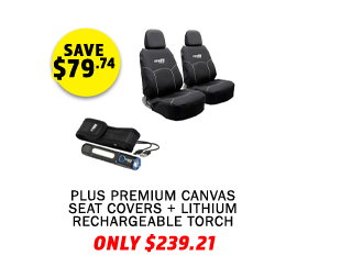 Plus Premium Canvas Seat Covers + Lithium Rechargeable Torch