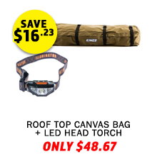 Roof Top Canvas Bag + LED Head Torch