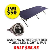 Camping Stretcher Bed + 2in1 LED Light & Fan