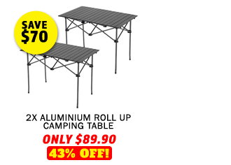 2x Aluminium Roll Up Camping Table