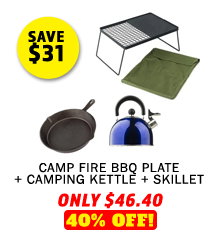 Camp Fire BBQ Plate + Camping Kettle + Skillet