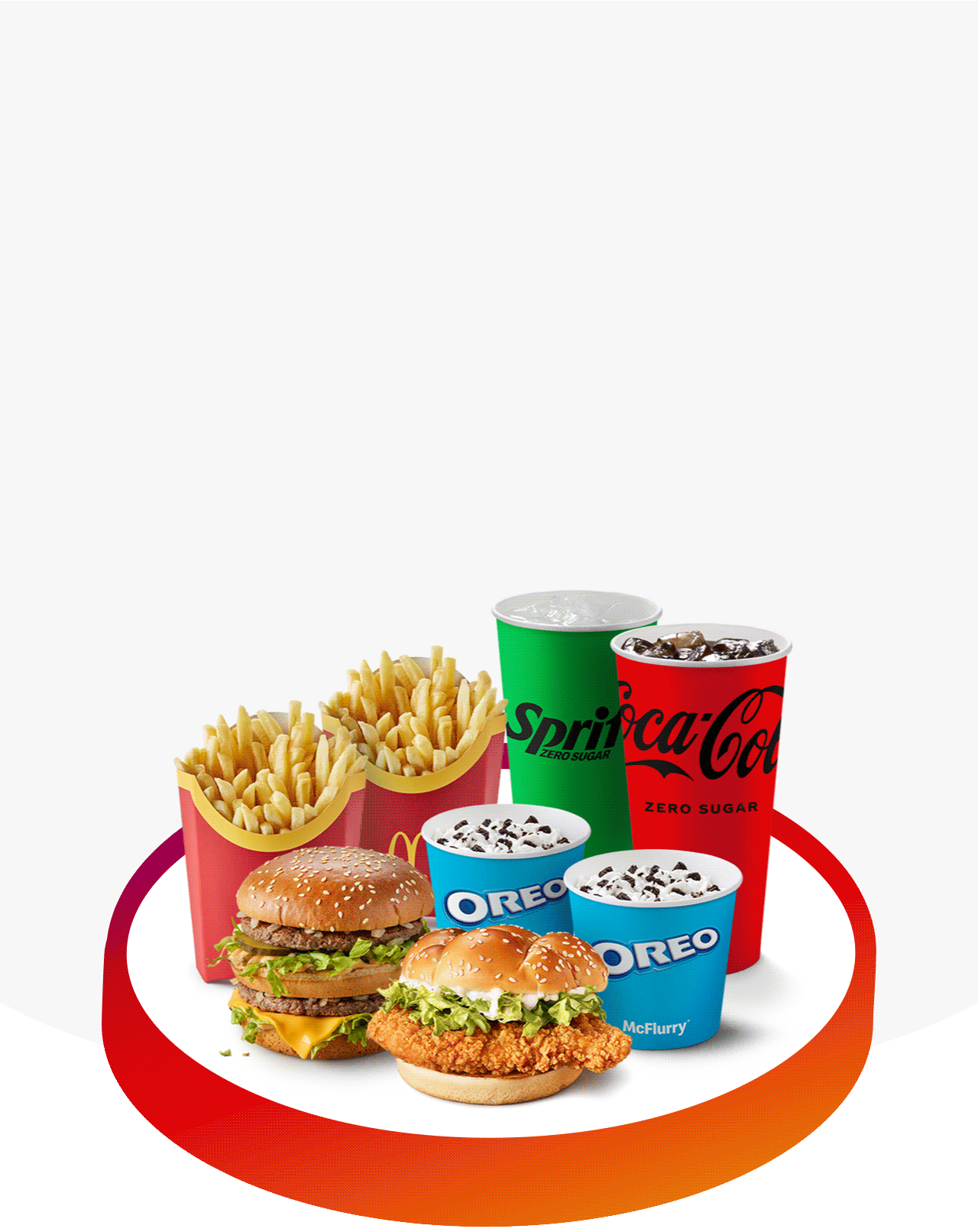 A collection of delicious McDonald's food, bold text reads '15% off when you spend £10 on any food and drink'