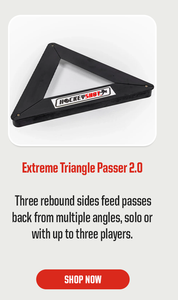 Product Block 1: Extreme Triangle Passer 2.0. Three rebound sides feed passes back from multiple angles, solo or with up to three players. CTA: Shop Now