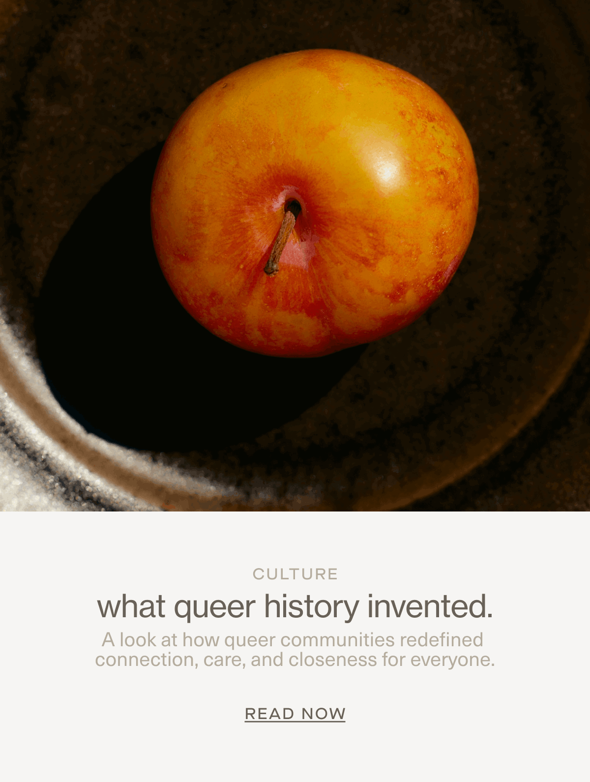 Culture | what queer history invented. | A look at how queer communities redefined connection, care, and closeness for everyone. | READ NOW