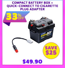 Compact Battery Box + Quick-Connect to Cigarette Plug Adapter