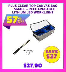 Plus Clear Top Canvas Bag - Small + Rechargeable Lithium LED Worklight
