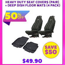 Heavy Duty Seat Covers (Pair) + Deep Dish Floor Mats (4 Pack)
