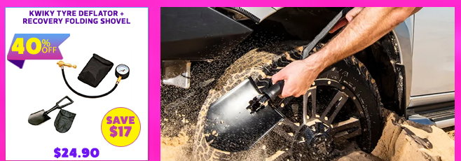 Kwiky Tyre Deflator + Recovery Folding Shovel