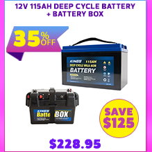 12V 115Ah Deep Cycle Battery + Battery Box
