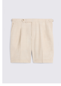 Neutral Wool Pleated Shorts