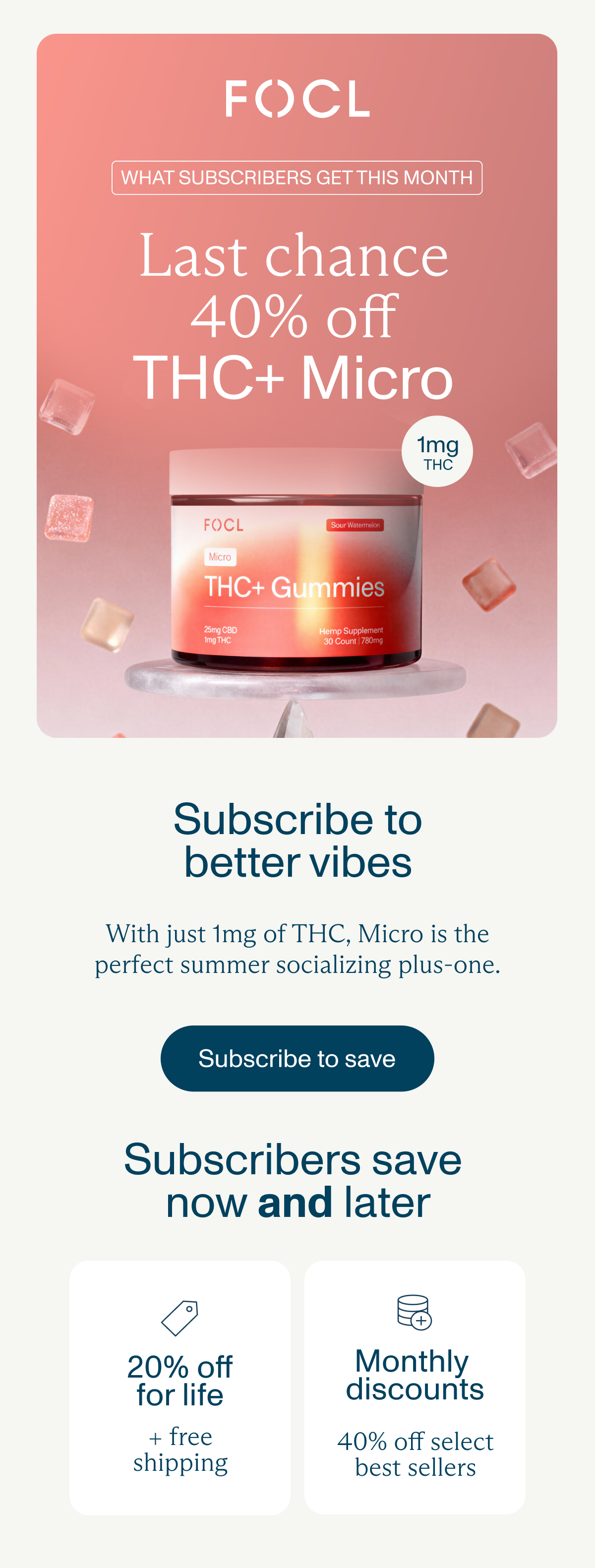 Last chance 40% off THC+ Micro - Subscribe to save