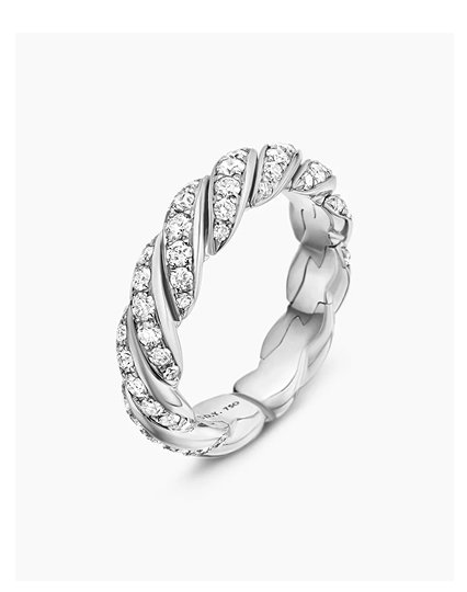 Sculpted Cable Flex Band Ring18K White Gold with Diamonds, 5mm