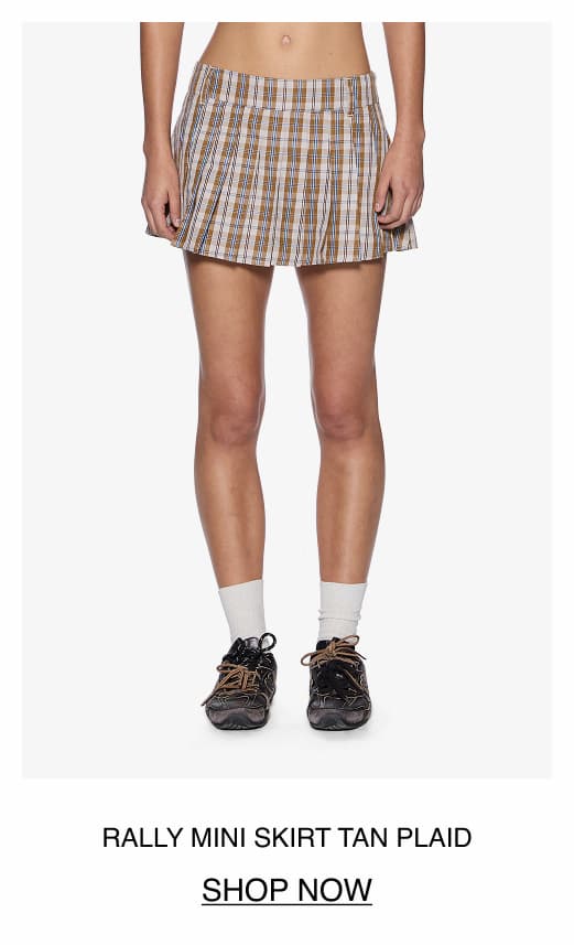 RALLY MINI SKIRT TAN PLAID