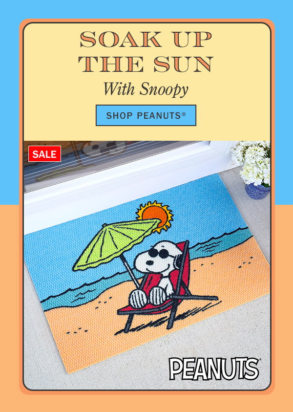 Soak Up the Sun With Snoopy. Shop Peanuts. Sale: Peanuts Snoopy's Beach Day Indoor/Outdoor Rug and Doormat