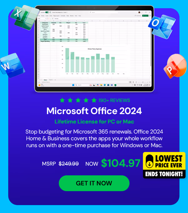 Microsoft Office 2024 Home & Business for Mac or PC Lifetime License
