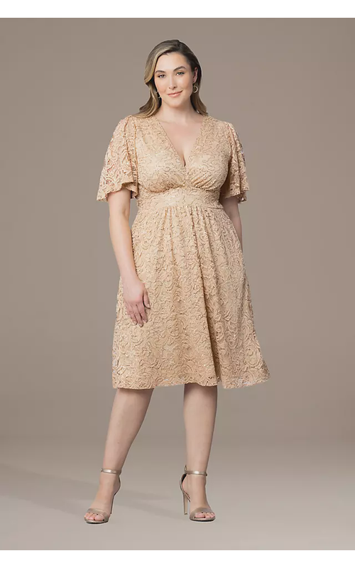 Plus Size Starry Sequin Lace Cocktail Dress