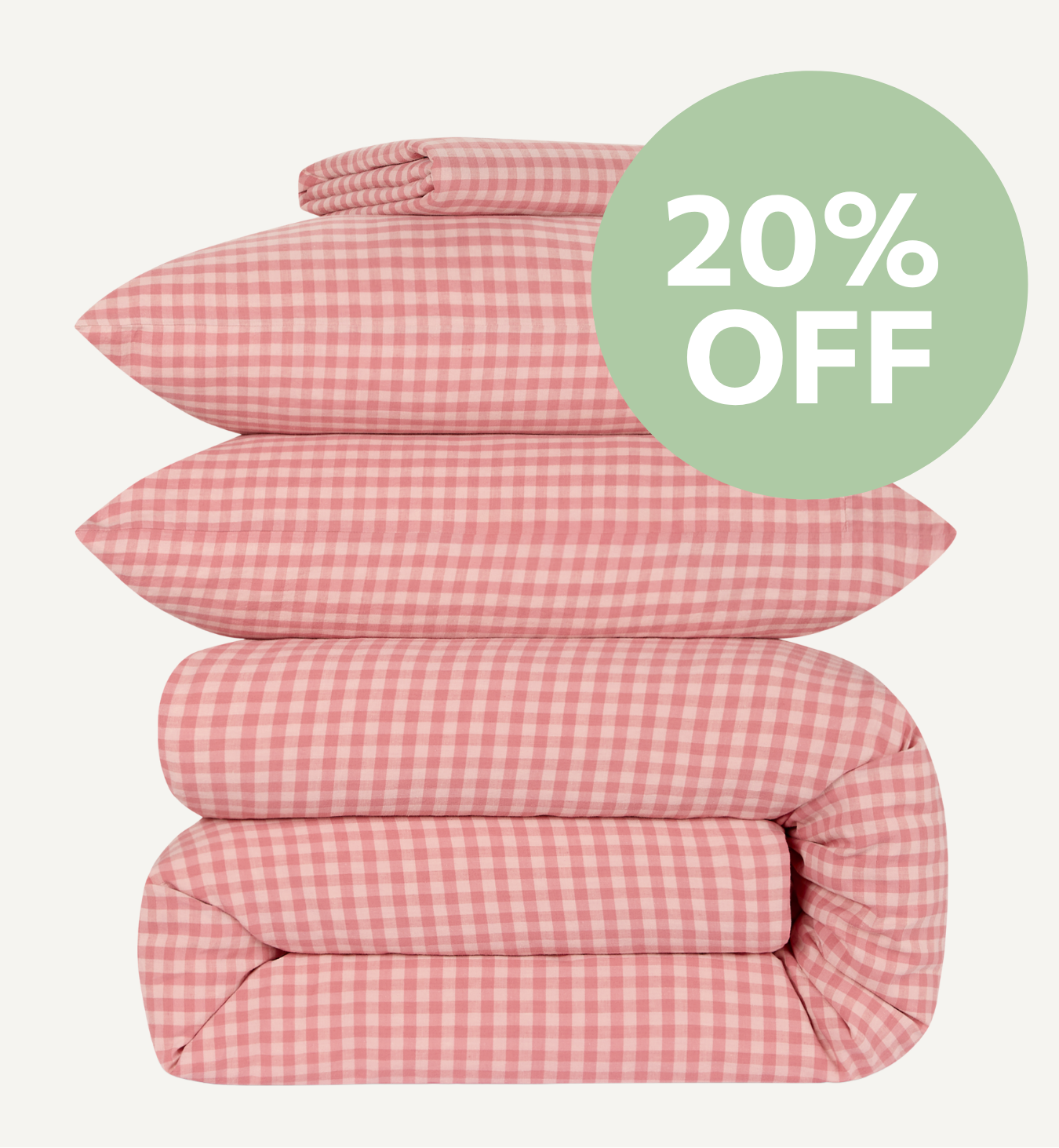 Dusty Pink & Rose Colour Drenched Gingham Linen Blend Duvet Cover