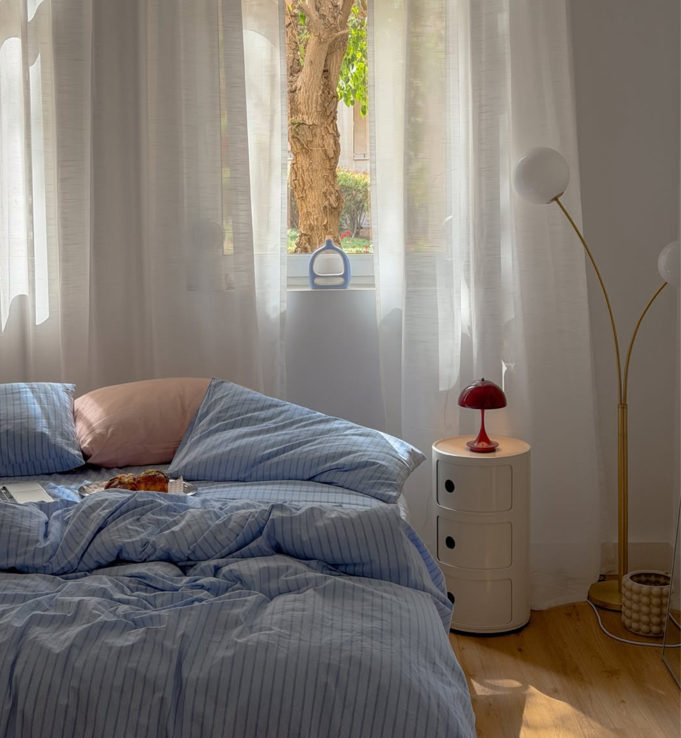 Pale Blue Favorite Shirt Stripe Cotton Duvet Cover