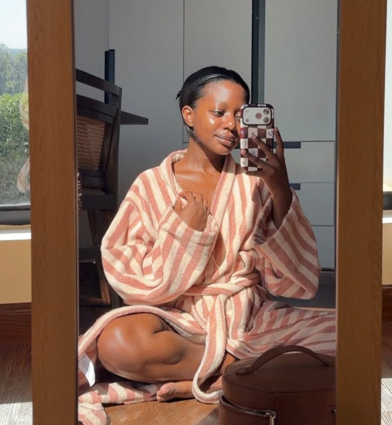 Sand Shell Pembroke Stripe Cotton Robe