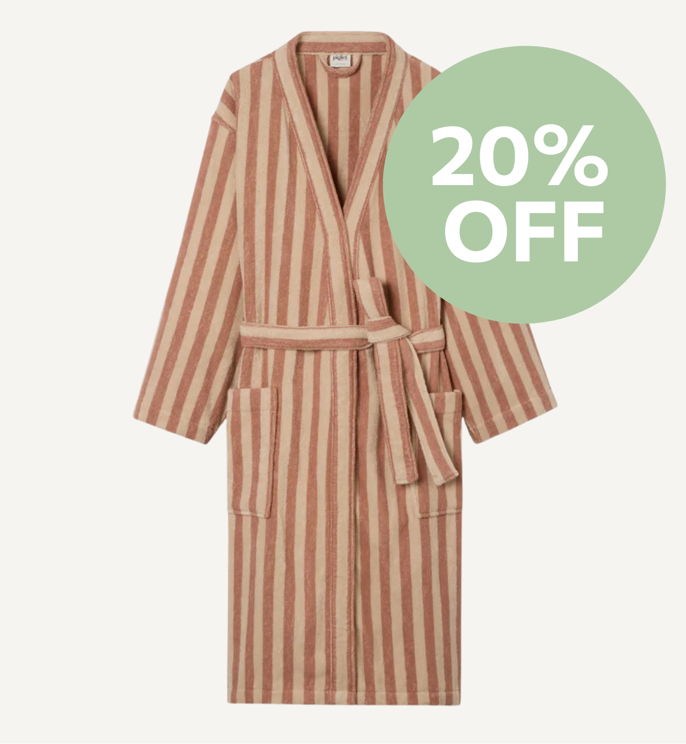 Sand Shell Pembroke Stripe Cotton Robe