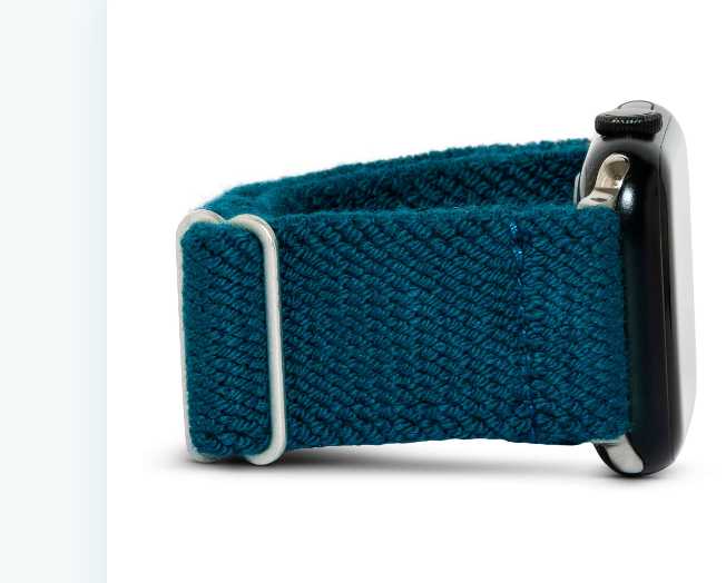 Pacific Braxley Band in cool blue-green on an Apple Watch.