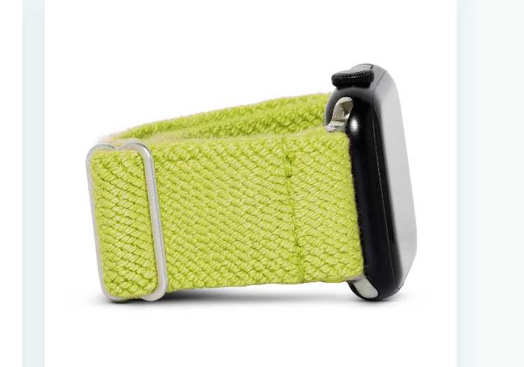 Tennis Ball Braxley Band in electric neon yellow on an Apple Watch.