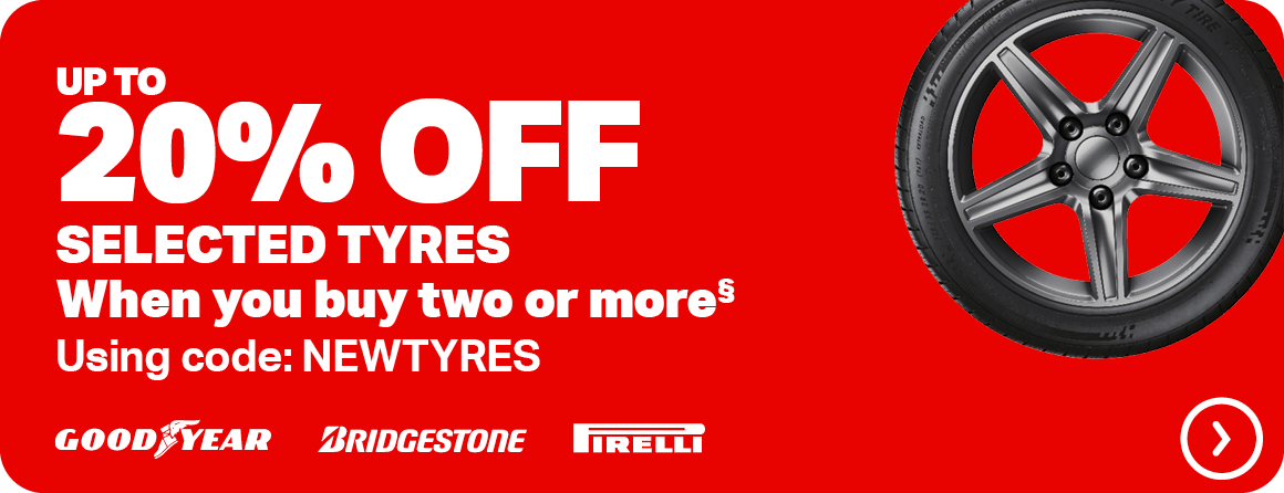 UP TO 20% OFF ALL PREMIUM TYRES WHEN YOU BUY TWO MORE§ USING CODE: NEWTYRES - SHOP NOW