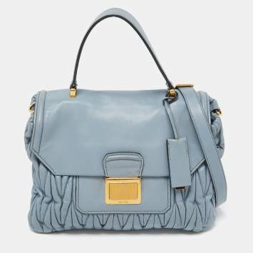 Light Blue Leather Matelassé 
