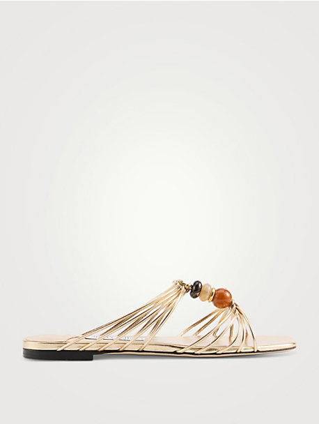 Lova Metallic Leather Slide Sandals