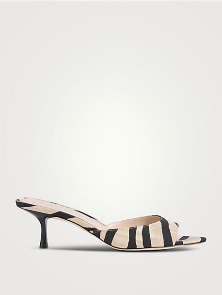 Lexington Moiré Mules In Zebra Print