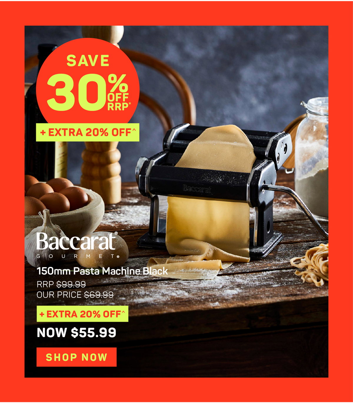 Baccarat Gourmet 150mm Pasta Machine Black