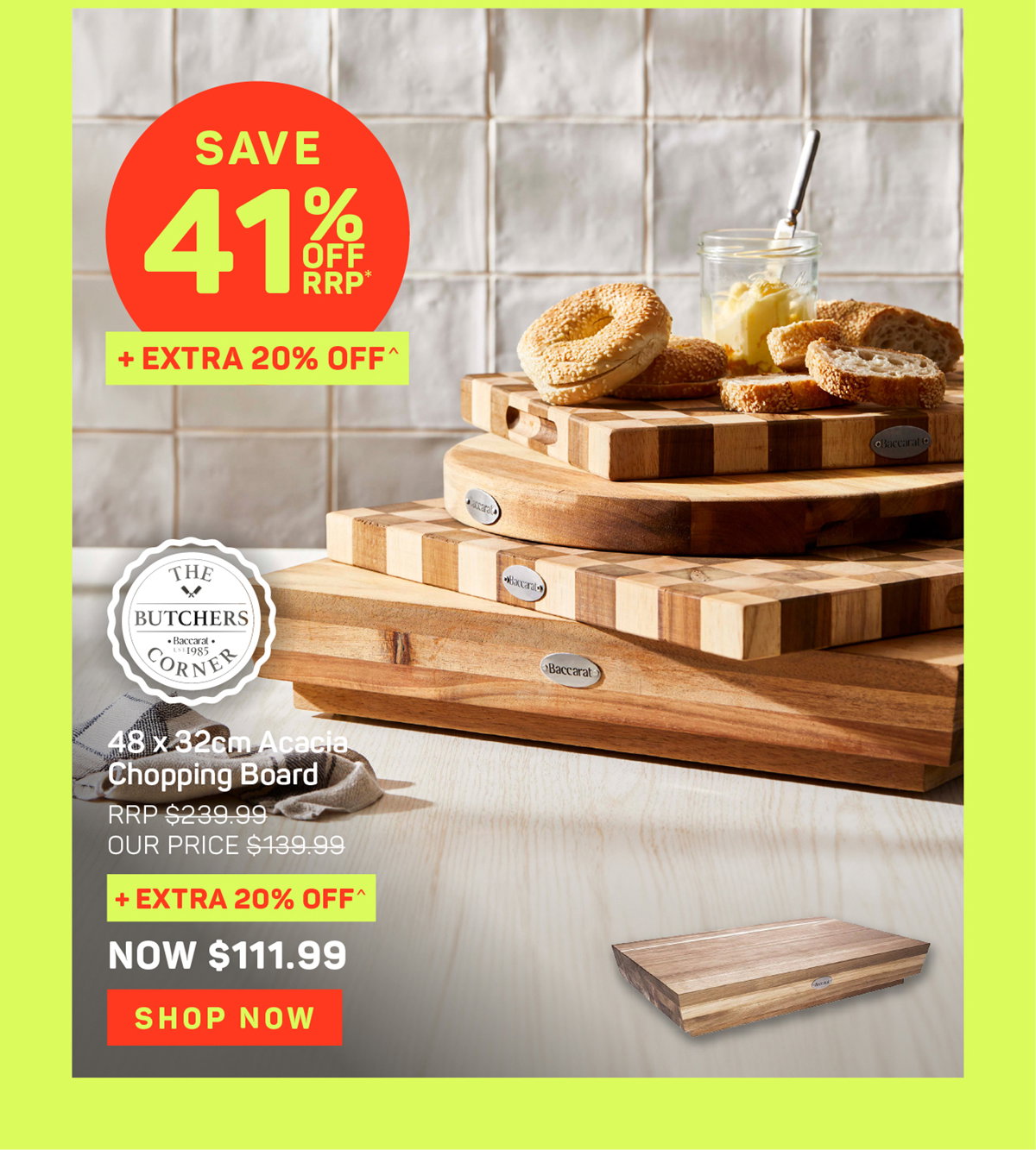 Baccarat Butchers Corner 48 x 32cm Acacia Chopping Board