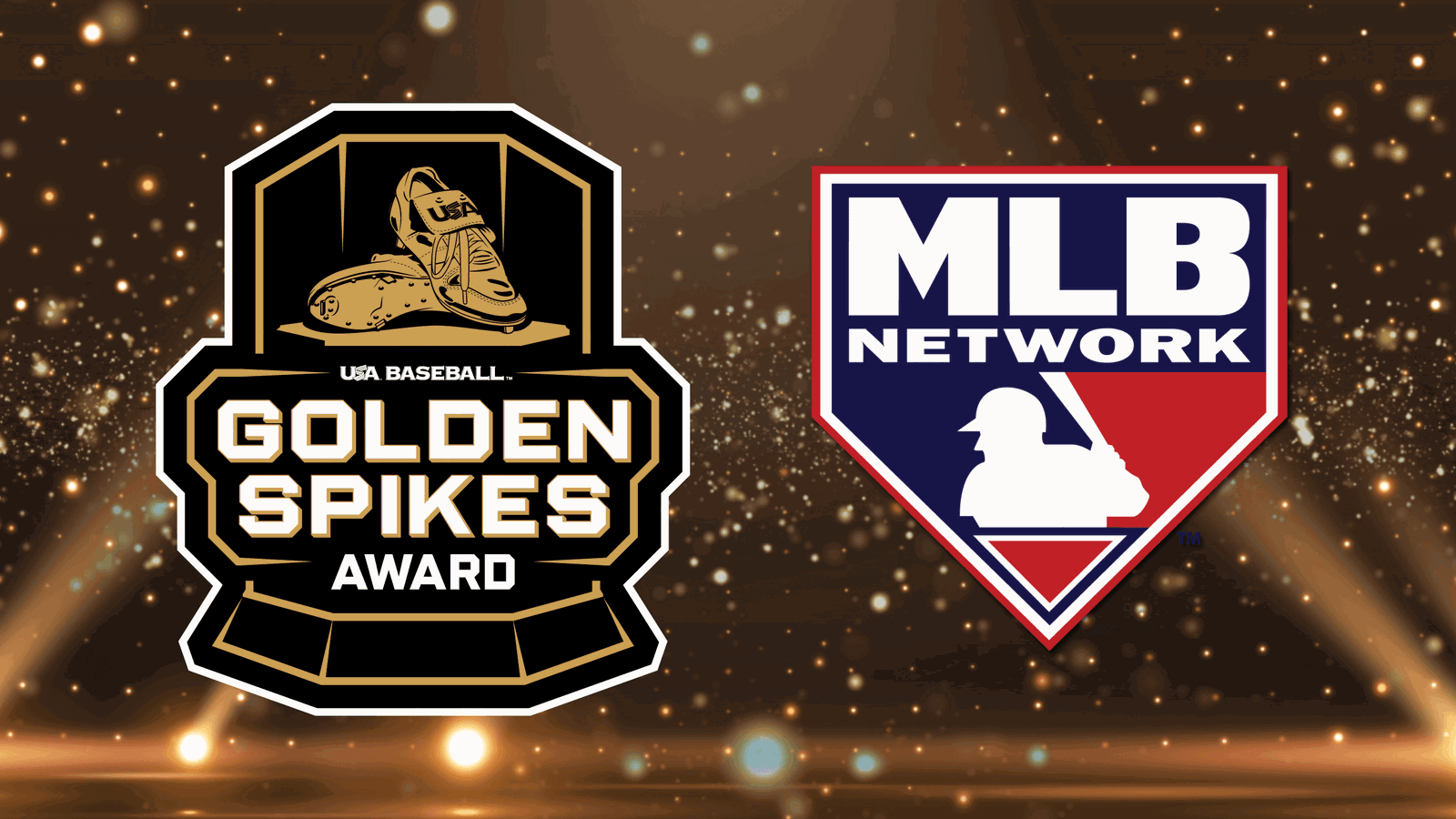 Logos for the Golden Spikes Award and MLB Network