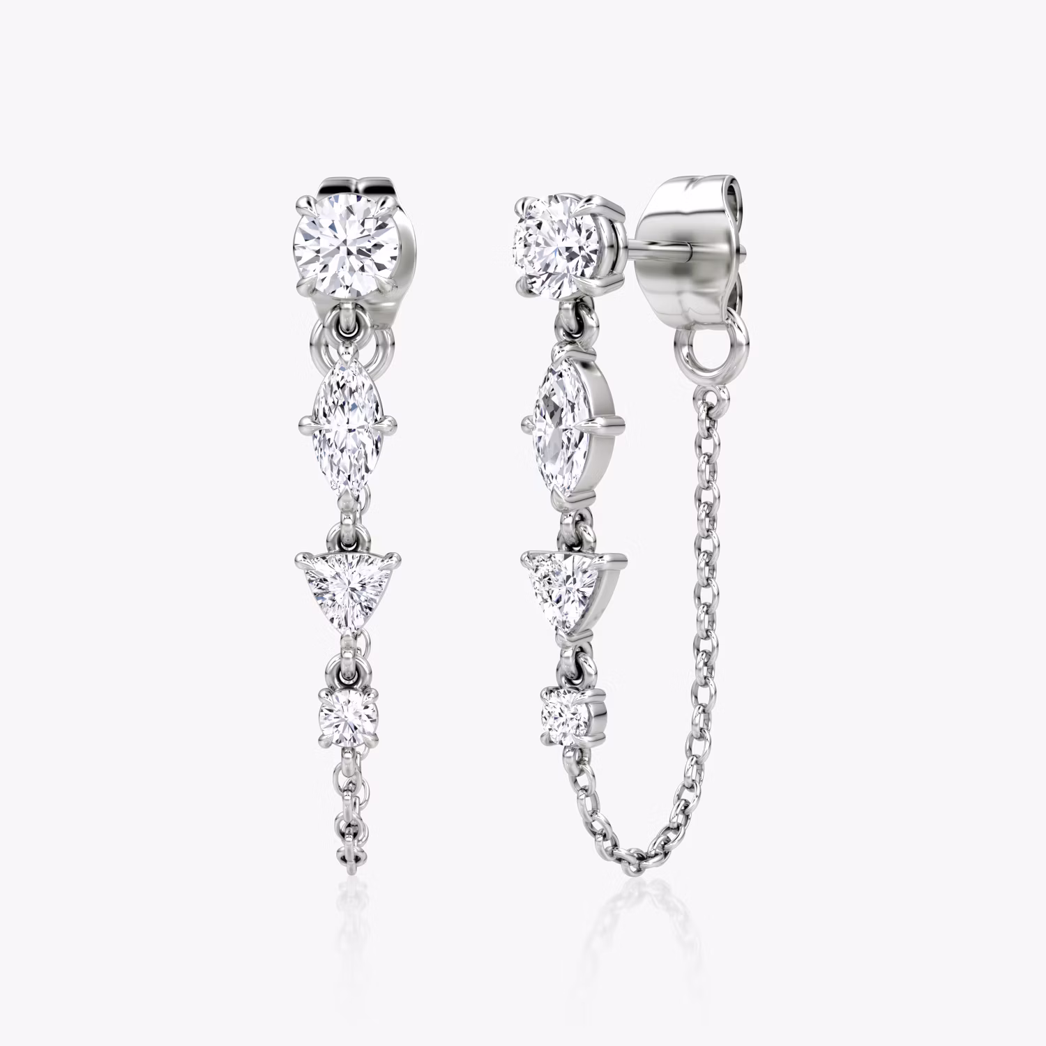 Mixed Shape Linked Tennis earring WG
