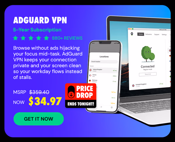 AdGuard VPN: 5-Yr Subscription