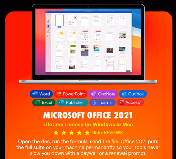 Microsoft Office 2021 for Windows or Mac: Lifetime License