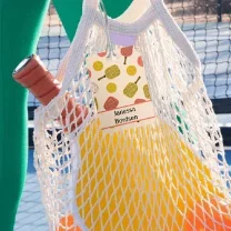 Shop Retro Pink & Orange Pickleball Bag Tag