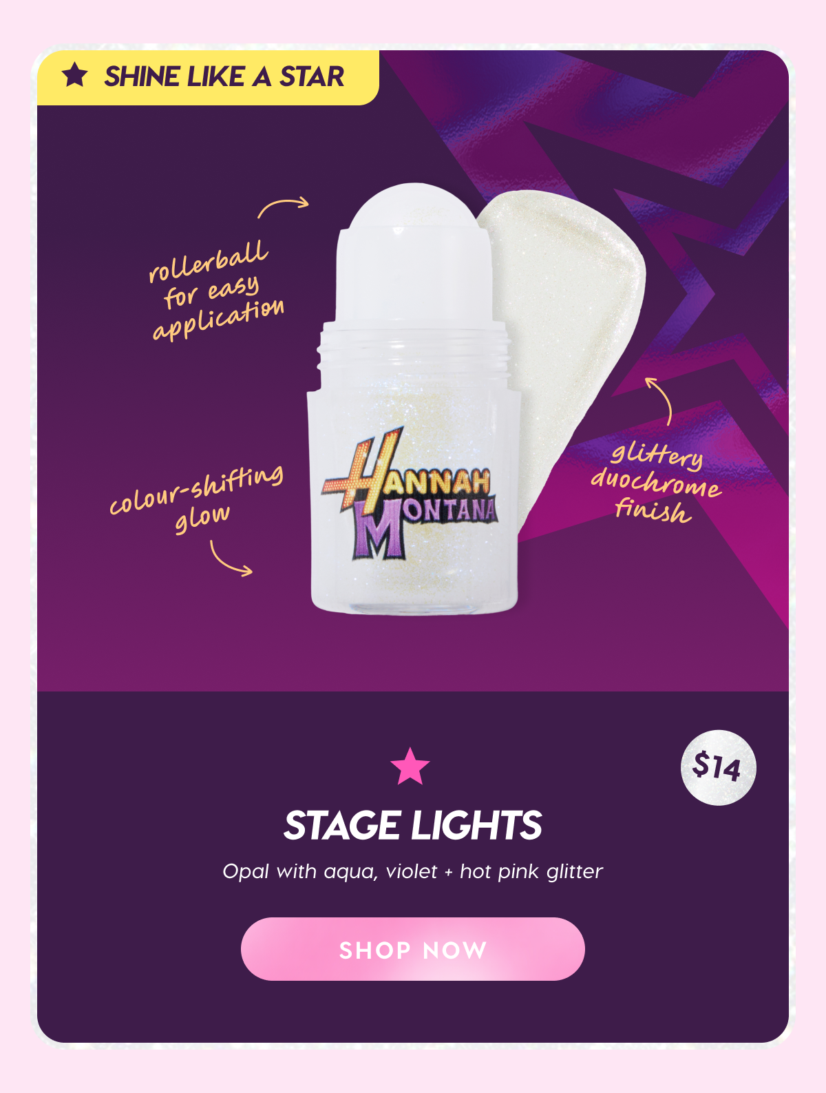 Shine Like A Star with Stage Lights Roll-On Body Glitter. Shop Now