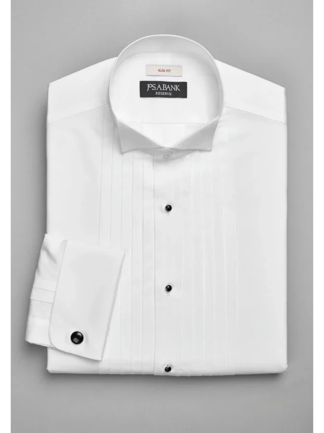 Reserve Collection Slim Fit Wing Collar French Cuff Formal Five-Pleat Dress Shirt