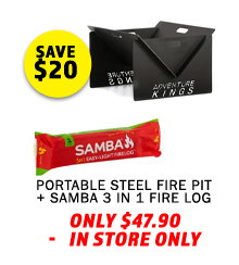 Portable Steel Fire Pit + SAMBA 3 in 1 Fire Log