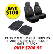 Plus Premium Seat Covers (Pair) + Deep Dish Floor Mats (4 Pack)