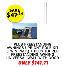 Plus Freestanding Awnings Upright Pole Kit (Twin Pack) + Plus Tourer Freestanding Awning Universal Wall With Door