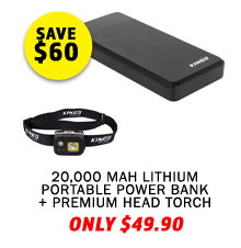 20000 mAH Lithium Portable Power Bank + Premium Head Torch