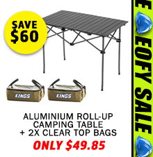 Aluminium Roll-Up Camping Table + 2 x Clear Top Bags